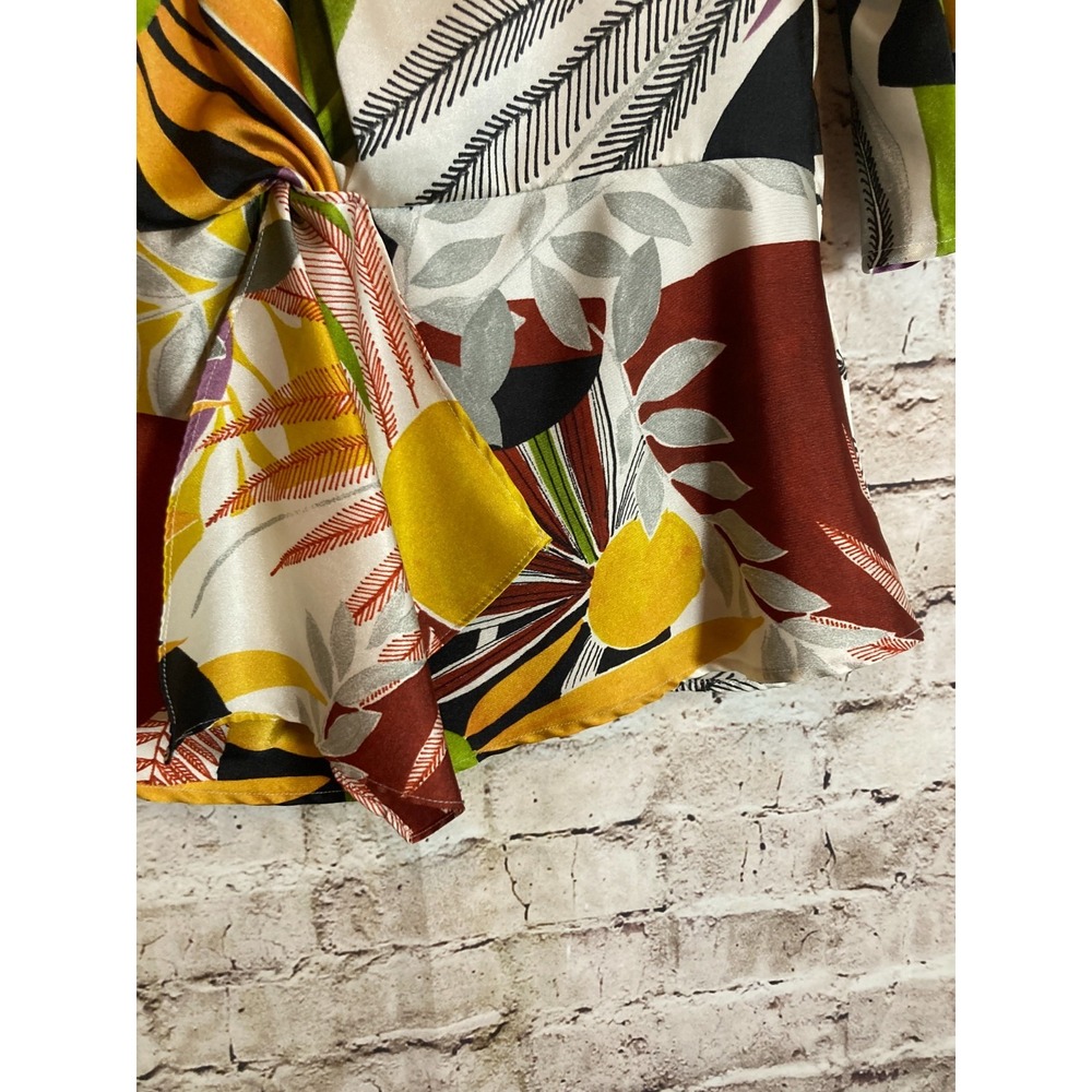 Zara Basic Top Womens Medium Rust & Mustard Tropi… - image 3